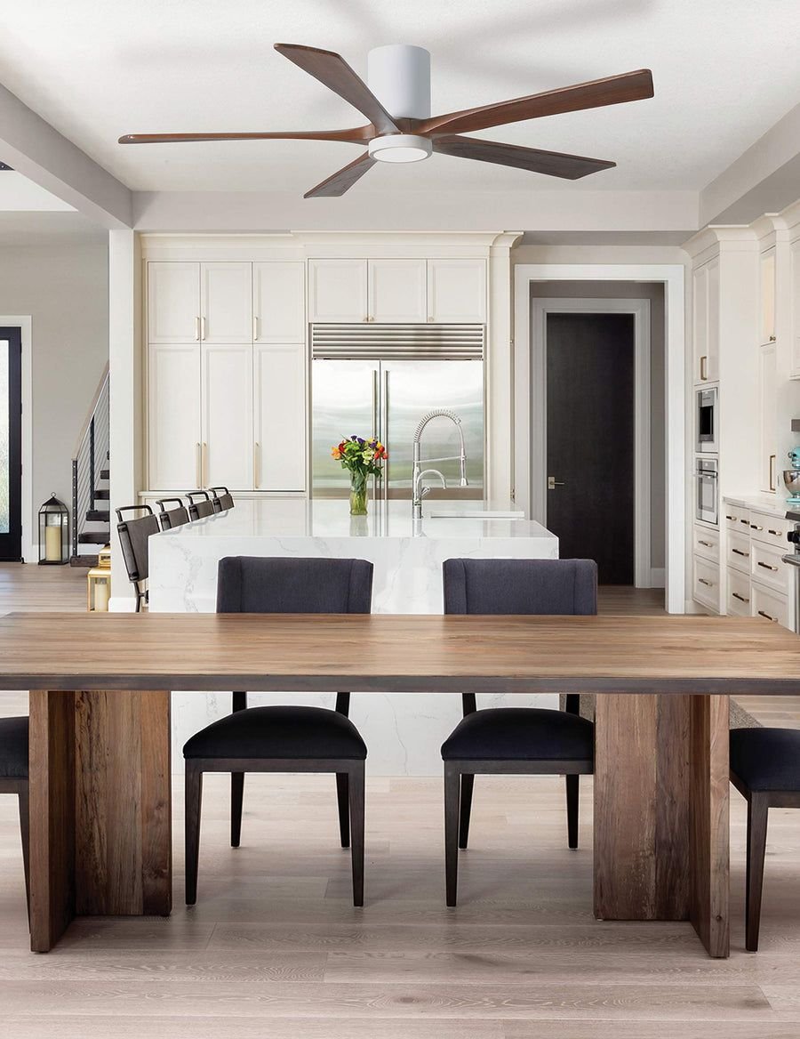 Living room idea with the Matthews Fan IR5HLK-BRBR-BK-52 IR5HLK five-blade flush mount paddle fa, Matthews Fan