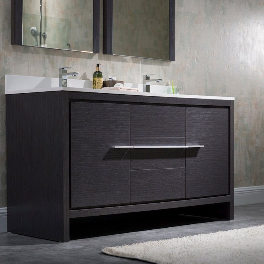Bathroom idea with the Blossom Milan 60" 2-Door 3-Drawer Silver Gray 2-Door 3-Drawer Freestan, Blossom