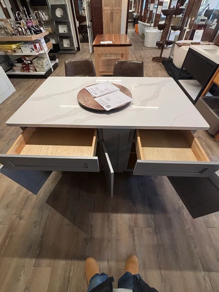 Kitchen idea with the 60" x 36" Grey Kitchen Island 3CM Quartz Top Soft-Close Drawers Full S, Showroom