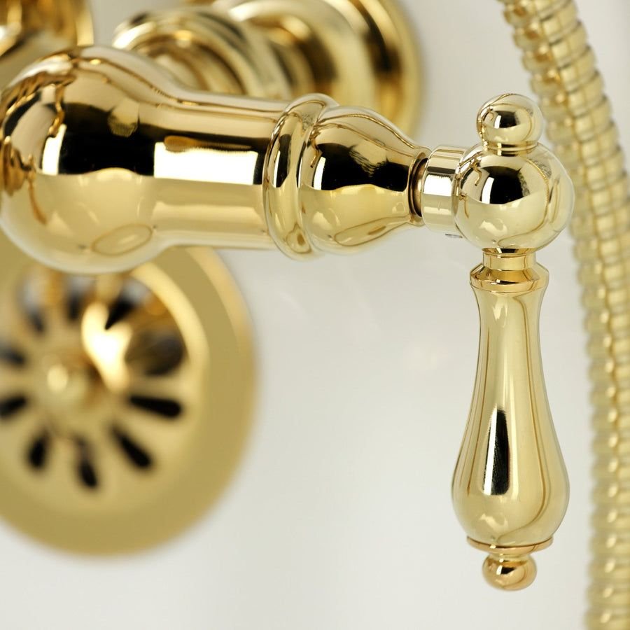 Bathroom idea with the Heritage CA1007T2 Three-Handle 2-Hole Wall Mount Clawfoot Tub Faucet w, Kingston Brass