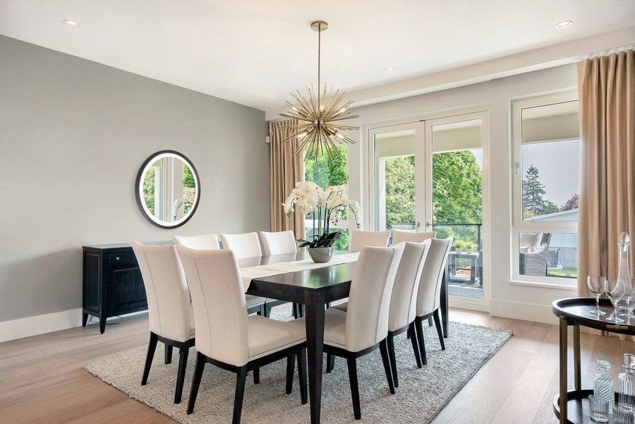Living room idea with the Sunburst Starburst Chandelier, Artcraft