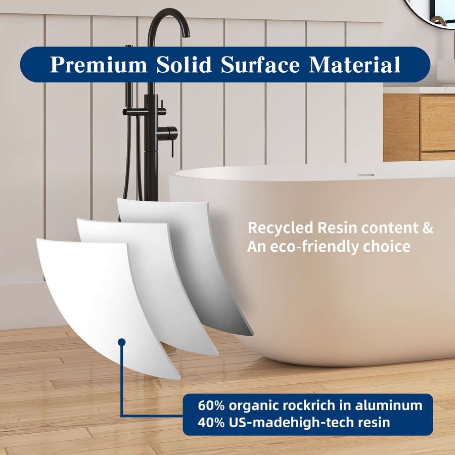 Bathroom idea with the New England Home Goods 59" Solid Surface Freestanding Bathtub, Resin, New England Home Goods