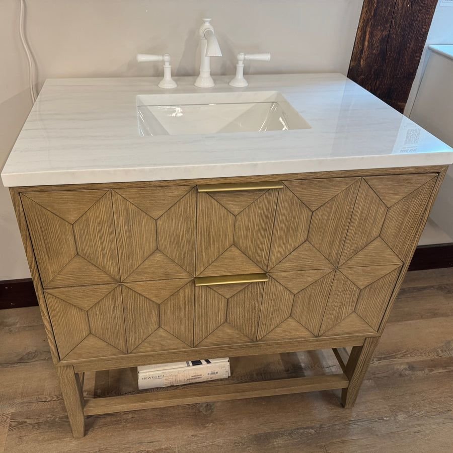 Bathroom idea with the 36" Ash Wood Vanity Set with Silestone Quartz Vanity Top Three Hole an, Showroom