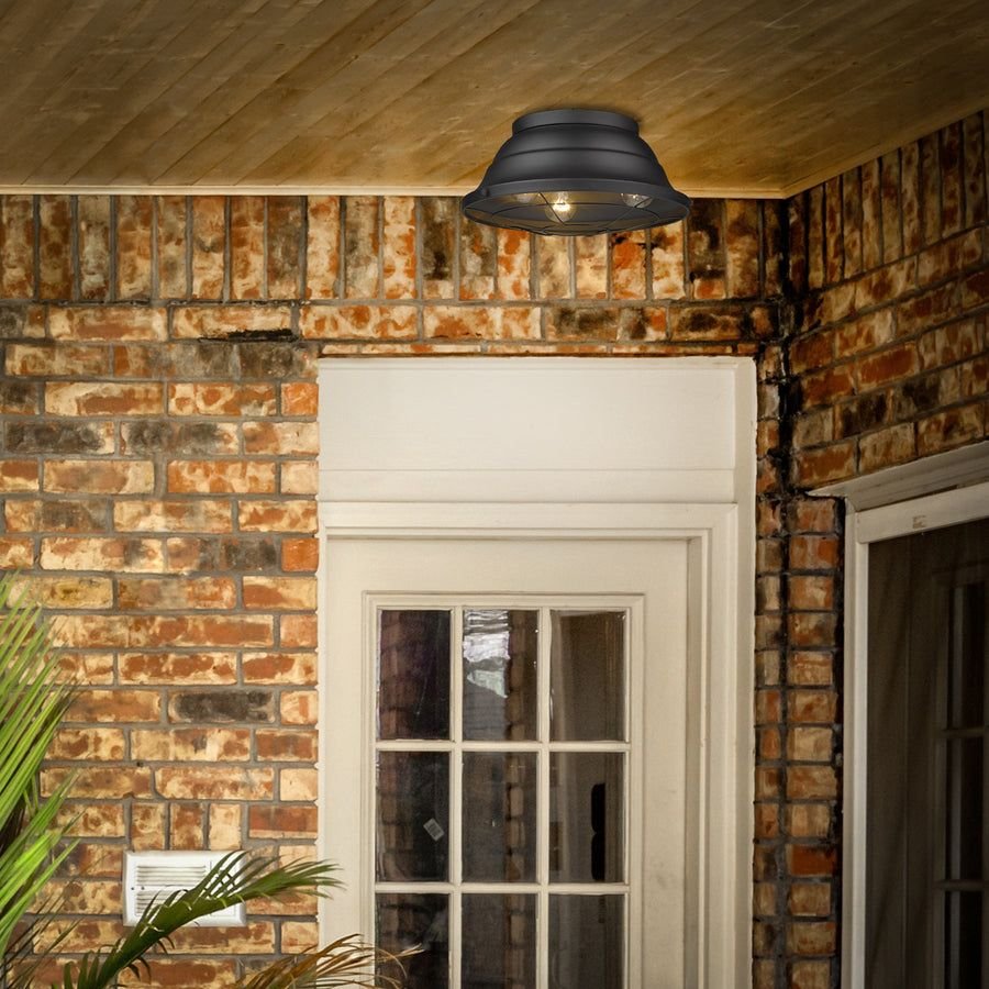 Outdoor idea with the Bartlett Outdoor Flush Mount in Natural Black, Golden Lighting