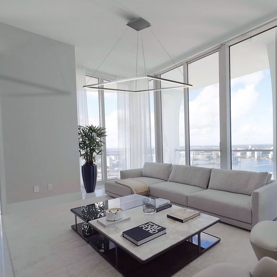 Living room idea with the VONN Atria VMC35512AL 51" ETL Certified Integrated LED Chandelier Heig, VONN