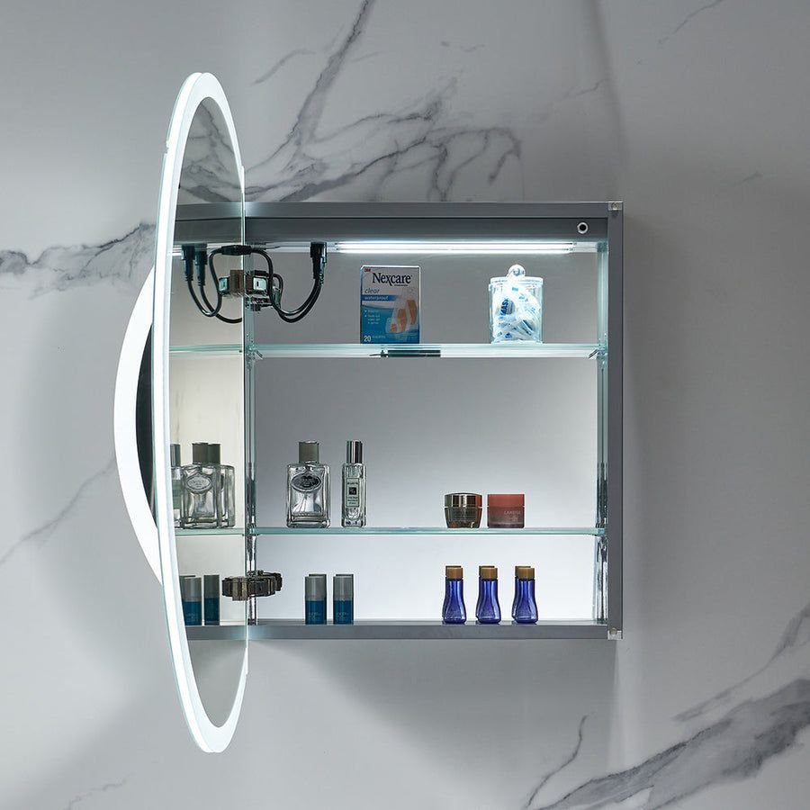Bathroom idea with the Blossom Regulus 32" x 6" Round LED Medicine Cabinet MCL9 R32 Left, Blossom