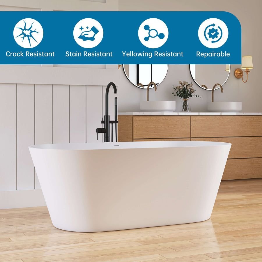 Bathroom idea with the New England Home Goods 63" Modern Rectangular Freestanding Solid Surfa, New England Home Goods