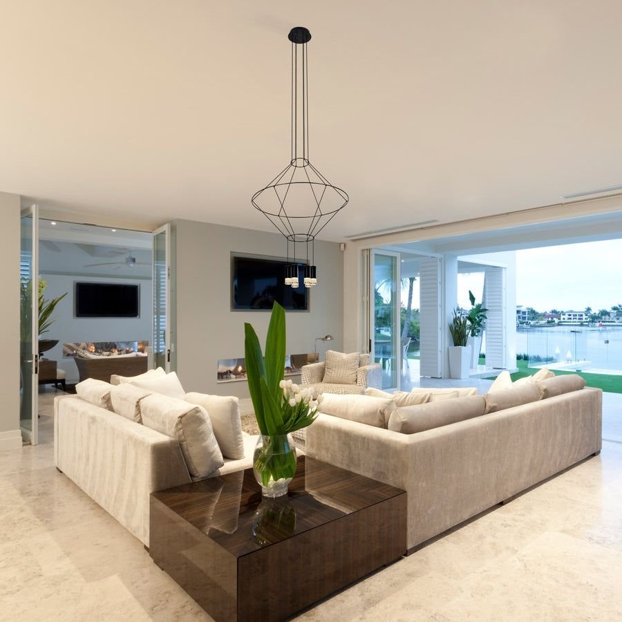 Living room idea with the VONN Expression VEP28206BL 24" 6-Light ETL Certified Integrated LED He, VONN