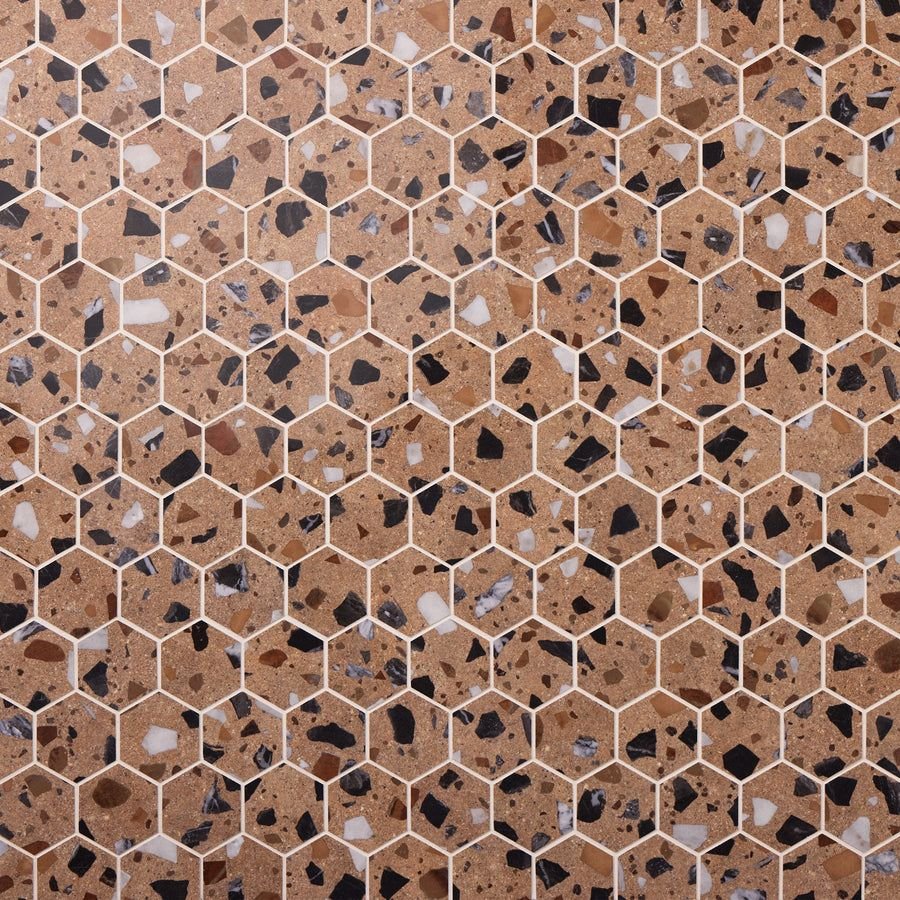 Tile idea with the Marazzi Curation Clay Hexagon 3 Polished Mosaic Tile, Marazzi