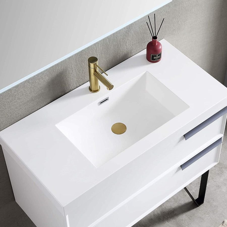 Bathroom idea with the Blossom Sofia 36" 2-Drawer White Wall-Mounted Vanity Set With Acrylic, Blossom