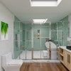 Bathroom idea with the ALFI brand ABM8WS-PC 8" Square Wall Mounted 5x Magnify Cosmetic Mirror, ALFI