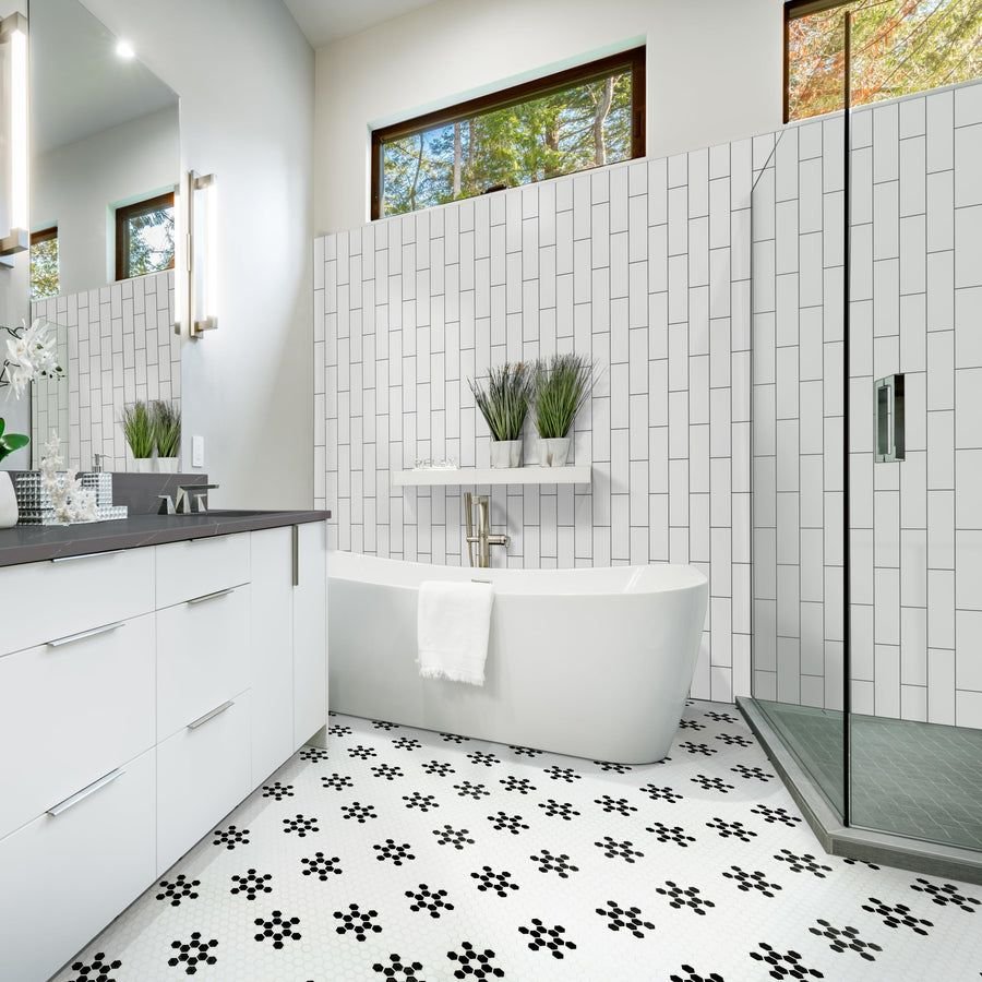 Tile idea with the Metro White 4 in. x 12 in. Glossy Ceramic Wall Tile (Case), MSI