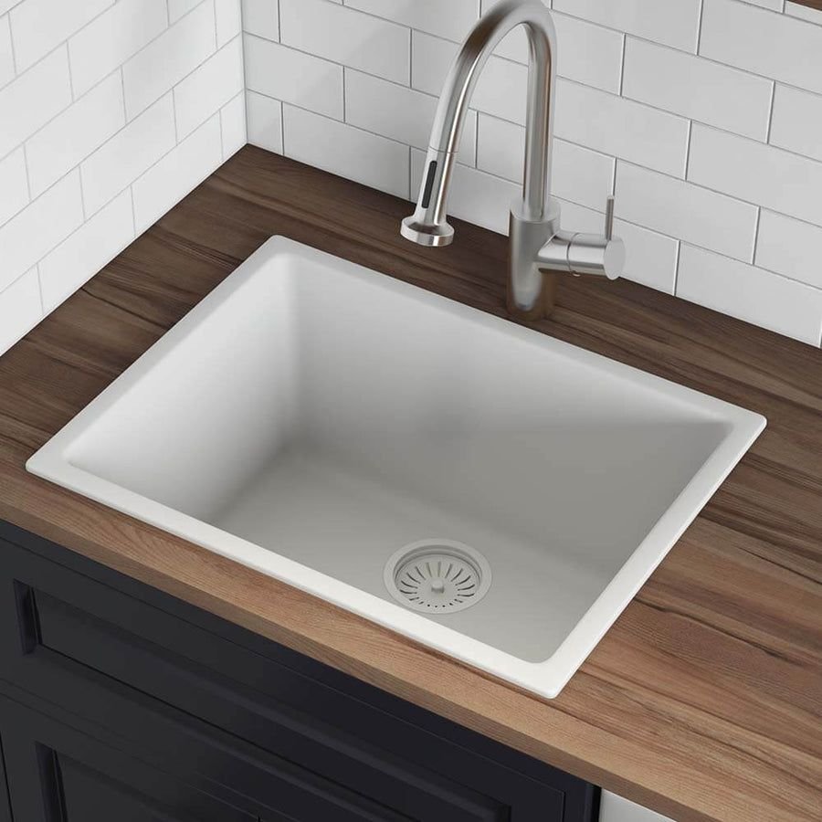 Kitchen idea with the Ruvati 24-inch Fireclay Undermount / Drop-in Topmount Kitchen Sink Sin, Ruvati