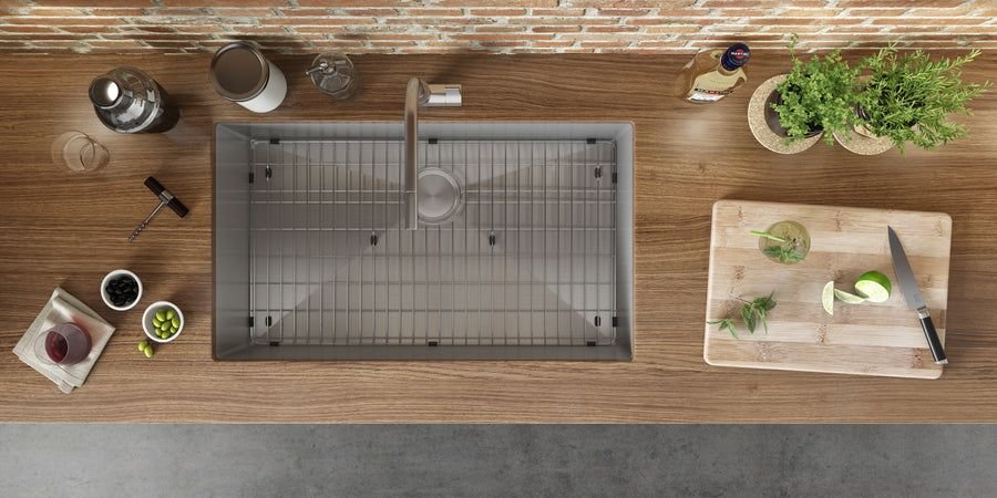 Kitchen idea with the Ruvati 30-inch Undermount 16 Gauge Stainless Steel Rounded Corners Kit, Ruvati
