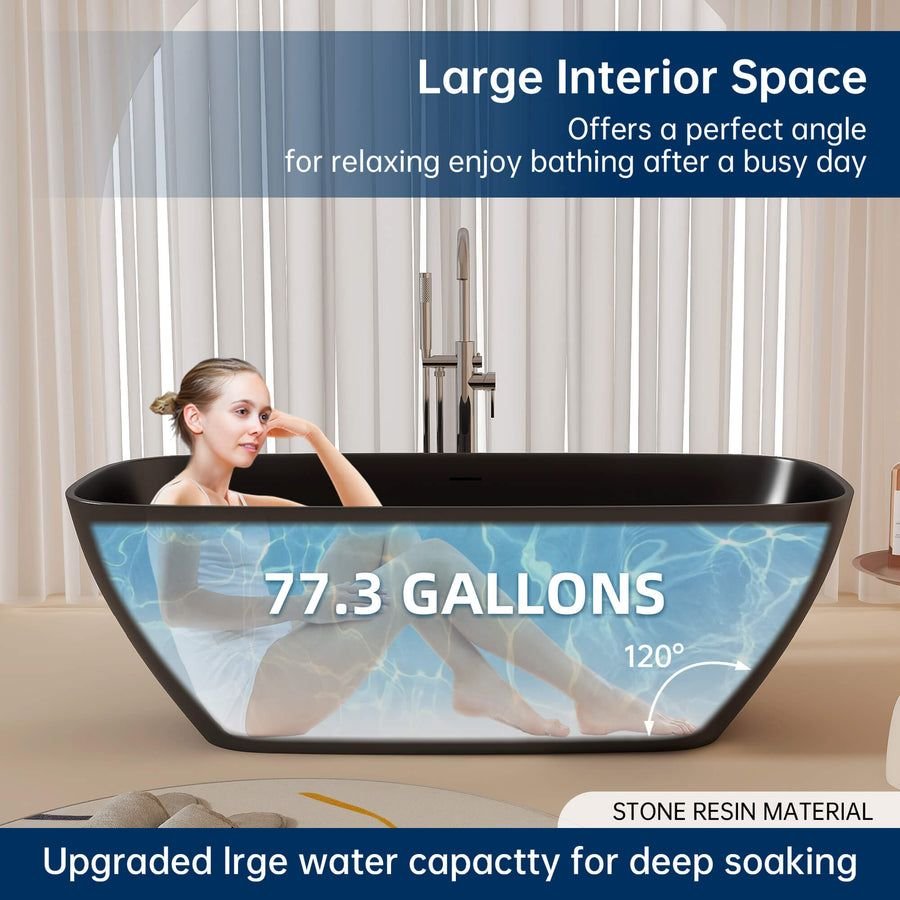 Bathroom idea with the New England Home Goods 67" Solid Surface Freestanding Soaking Tubs in, New England Home Goods