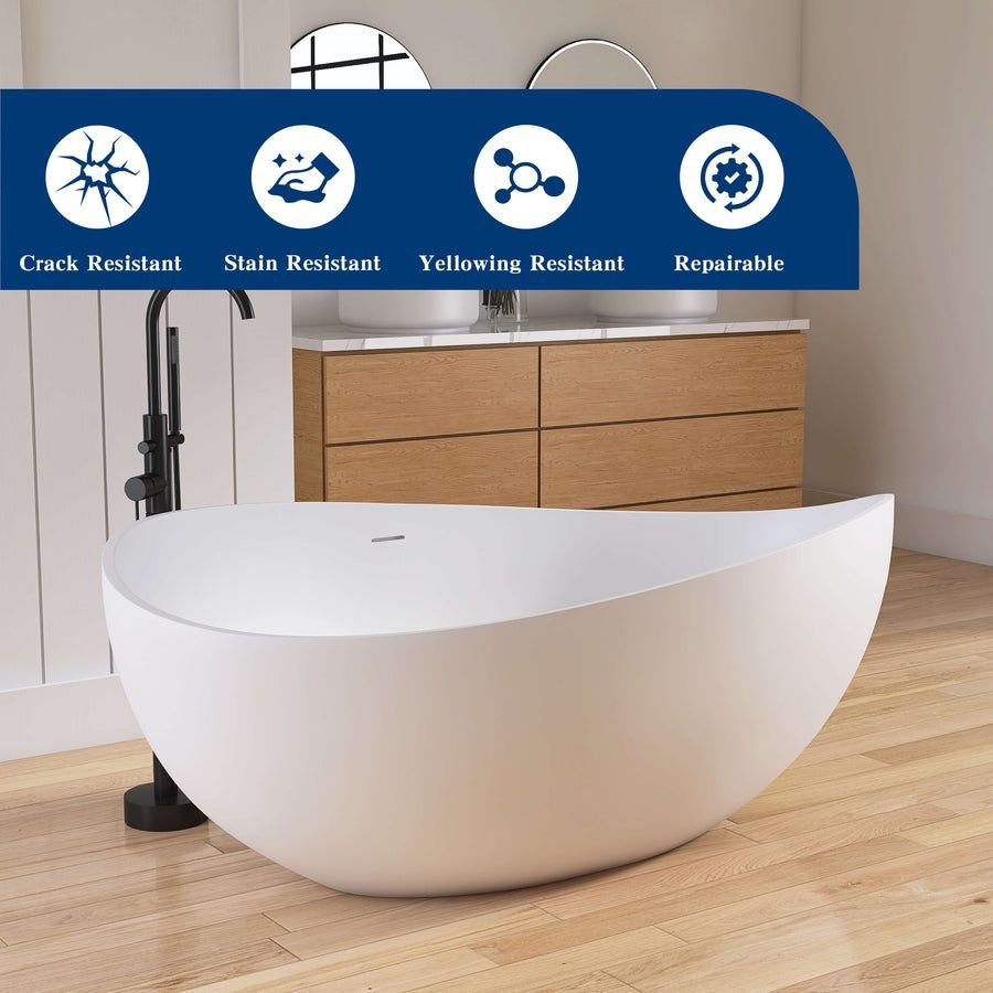 Bathroom idea with the New England Home Goods 63" Wavy Freestanding Tub Solid Surface Freesta, New England Home Goods