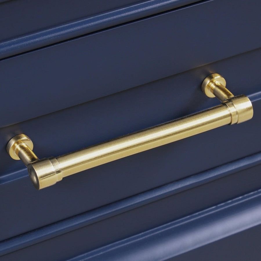 Bathroom idea with the Blossom Copenhagen Brushed Gold Handles and Knobs for 60" Vanity Base, Blossom