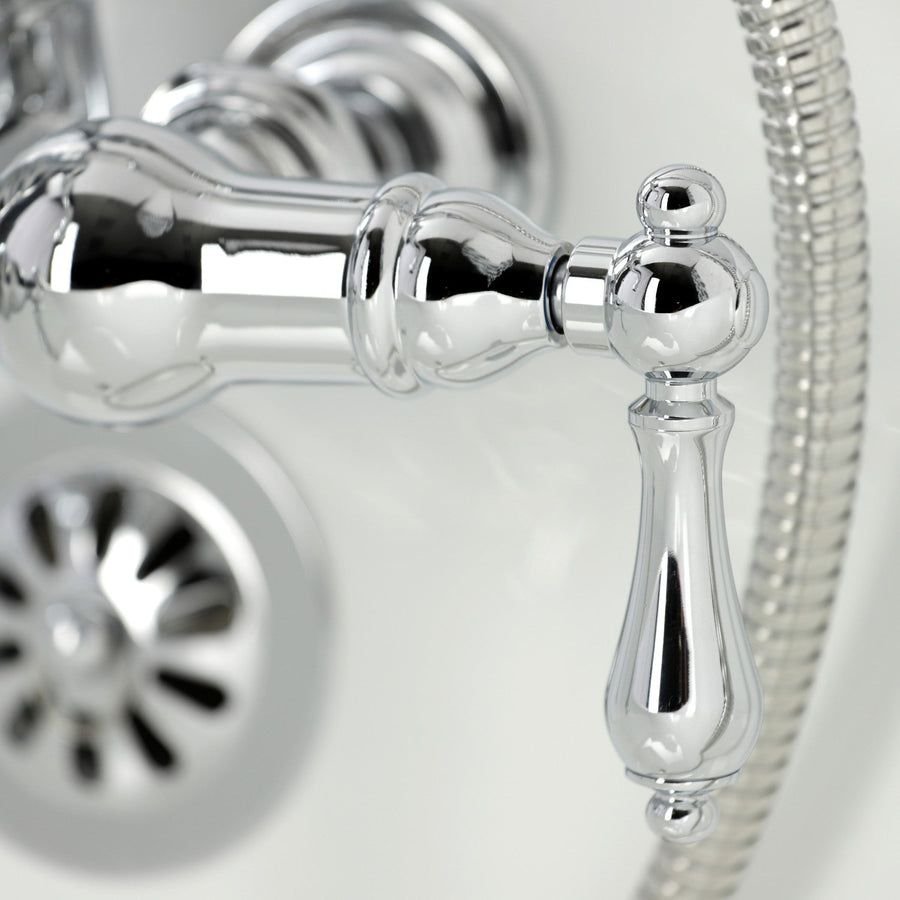 Bathroom idea with the Heritage CA1008T1 Three-Handle 2-Hole Wall Mount Clawfoot Tub Faucet w, Kingston Brass