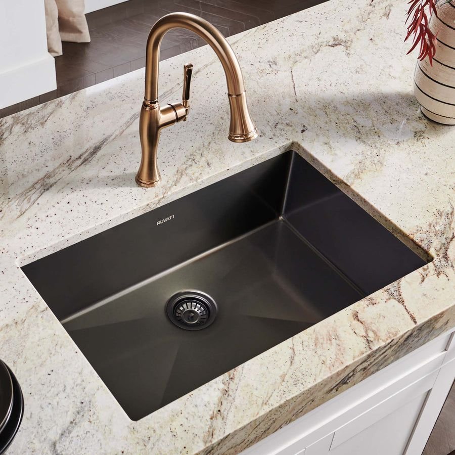 Kitchen idea with the Ruvati 30-inch Undermount Gunmetal Black Stainless Steel Kitchen Sink, Ruvati