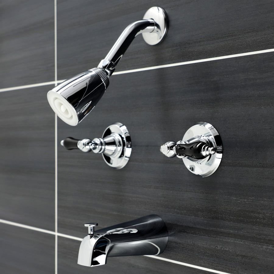 Bathroom idea with the Duchess KB241AKL Two-Handle 4-Hole Wall Mount Tub and Shower Faucet, P, Kingston Brass