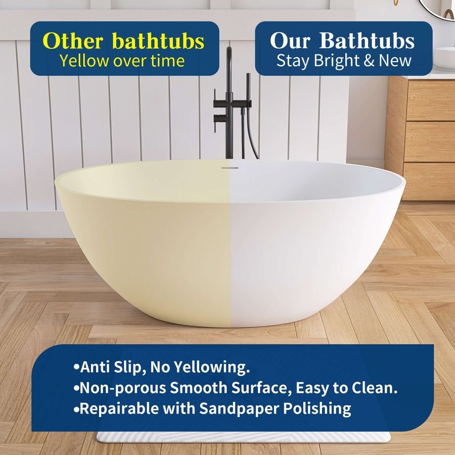Bathroom idea with the New England Home Goods 55" Modern Round Freestanding Bathtub, Deep So, New England Home Goods
