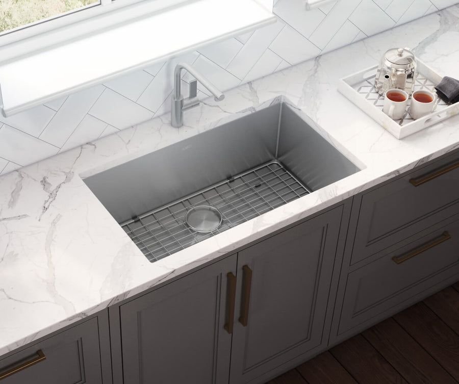 Kitchen idea with the Ruvati 27-inch Undermount 16 Gauge Stainless Steel Kitchen Sink Rounde, Ruvati