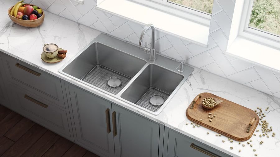 Kitchen idea with the Ruvati 33 x 22 inch Drop-in Topmount Kitchen Sink 16 Gauge Stainless S, Ruvati