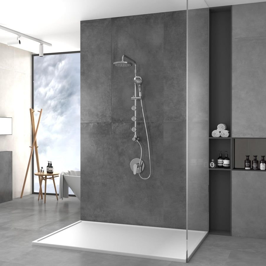 Bathroom idea with the PULSE ShowerSpas 1028-CH Lanikai Shower System with 8" Rain Showerhead, Pulse ShowerSpas