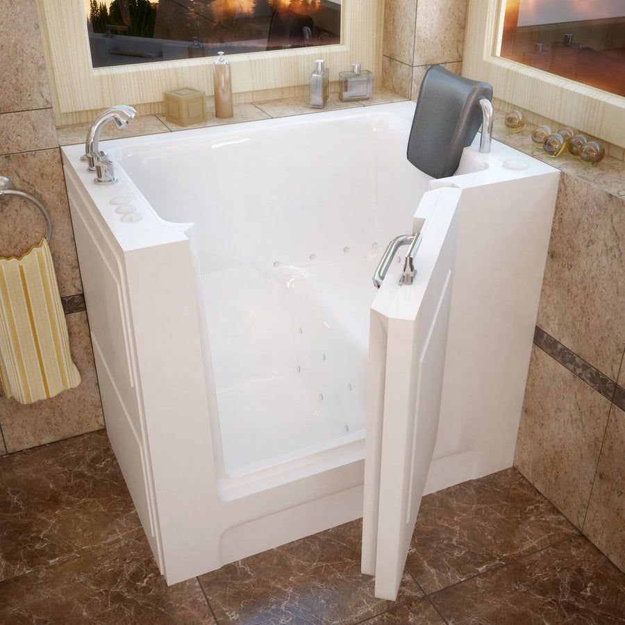 Bathroom idea with the MediTub Walk-In 27 x 39 Left Drain White Air Jetted Walk-In Bathtub, Meditub