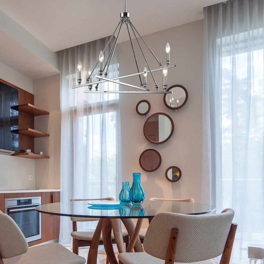 Living room idea with the Garvin CH 6 Light Chandelier in Chrome, Golden Lighting