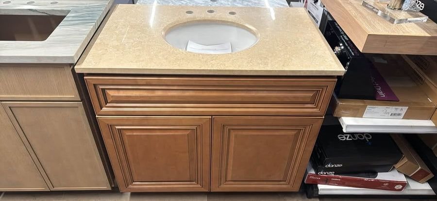 Bathroom idea with the J&K 36” Bathroom Vanity with Quartz Top 8” Widespread, Showroom