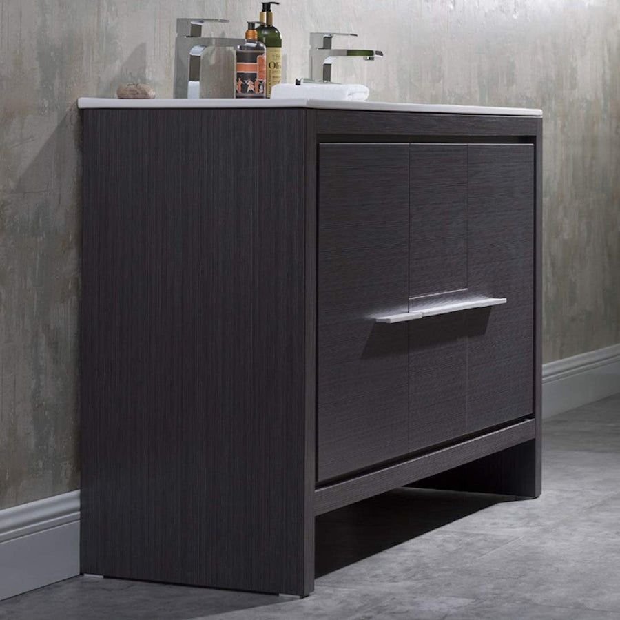 Bathroom idea with the Blossom Milan 48" 2-Door 2-Drawer Silver Gray Freestanding Vanity With, Blossom