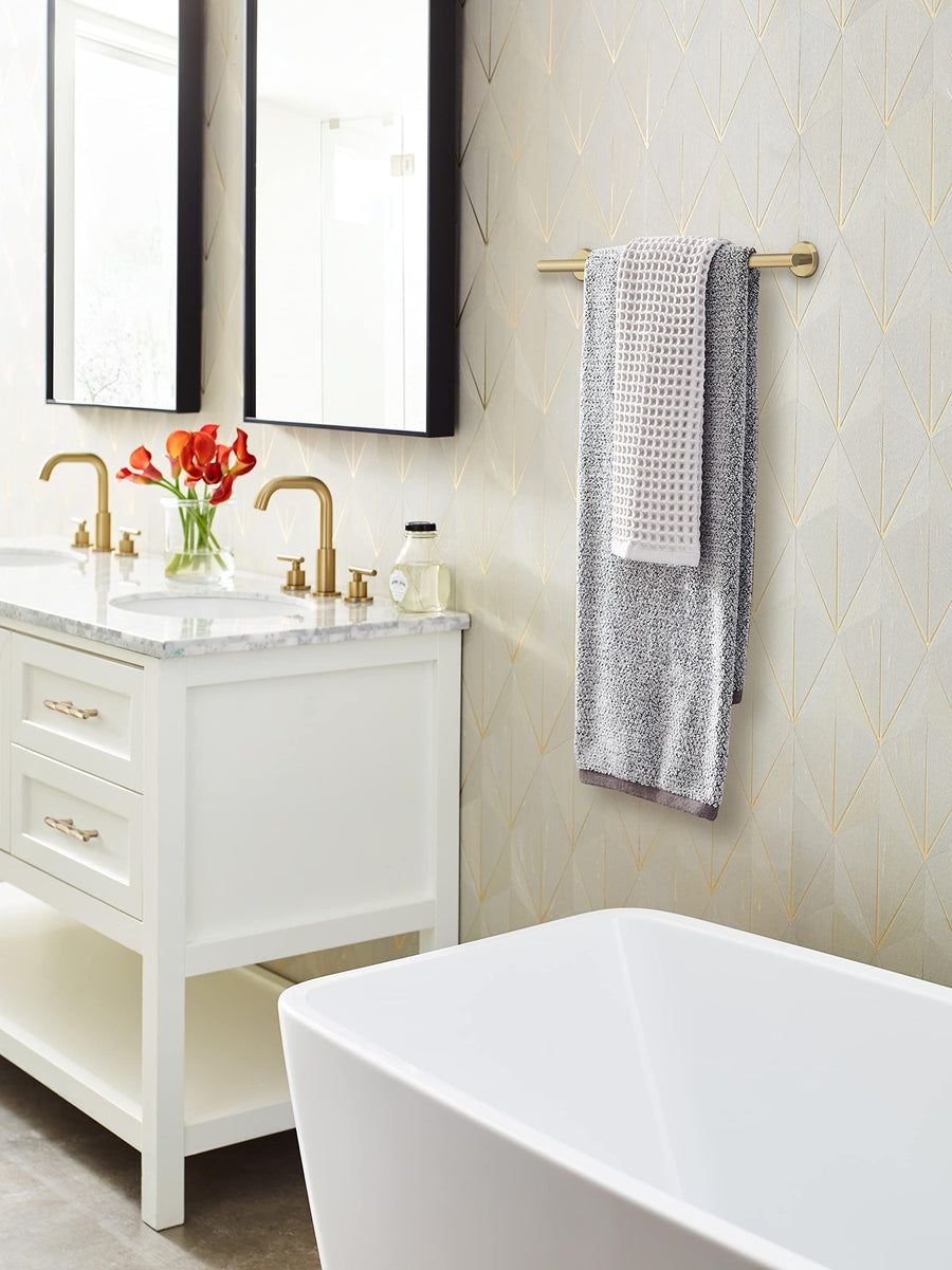 Bathroom idea with the Amerock BH26543BBZ Golden Champagne Towel Bar 18 in (457 mm) Towel Rac, Amerock