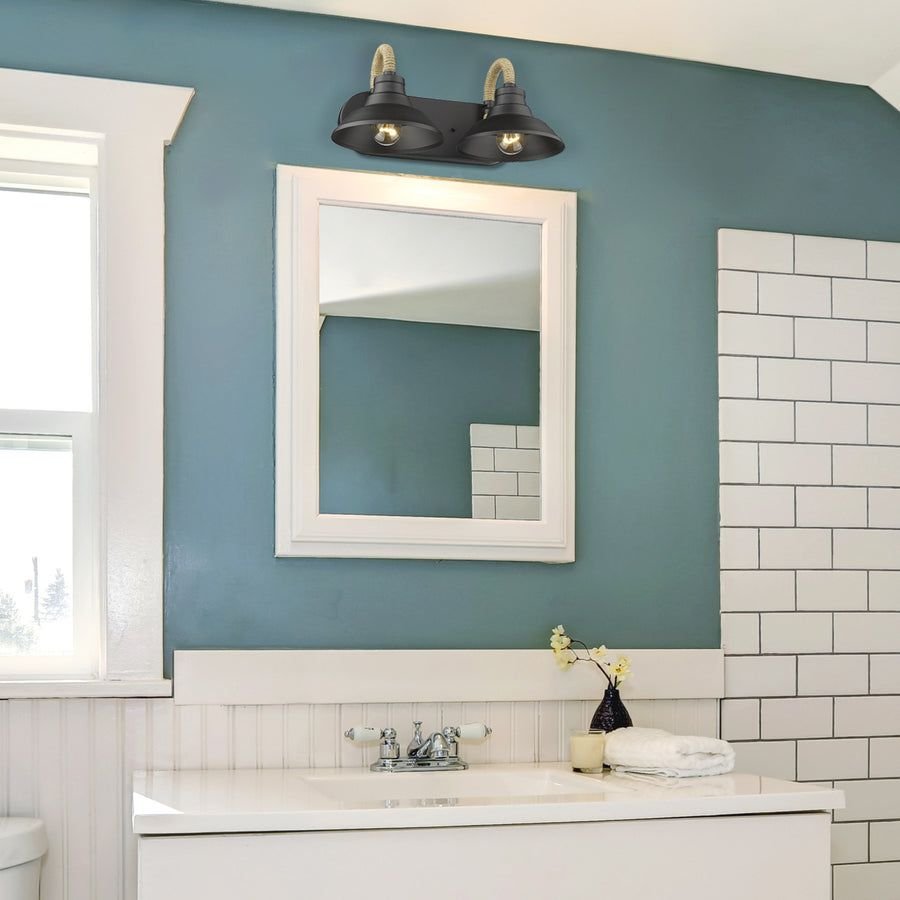 Bathroom idea with the Journey 2 Light Bath Vanity, Golden Lighting