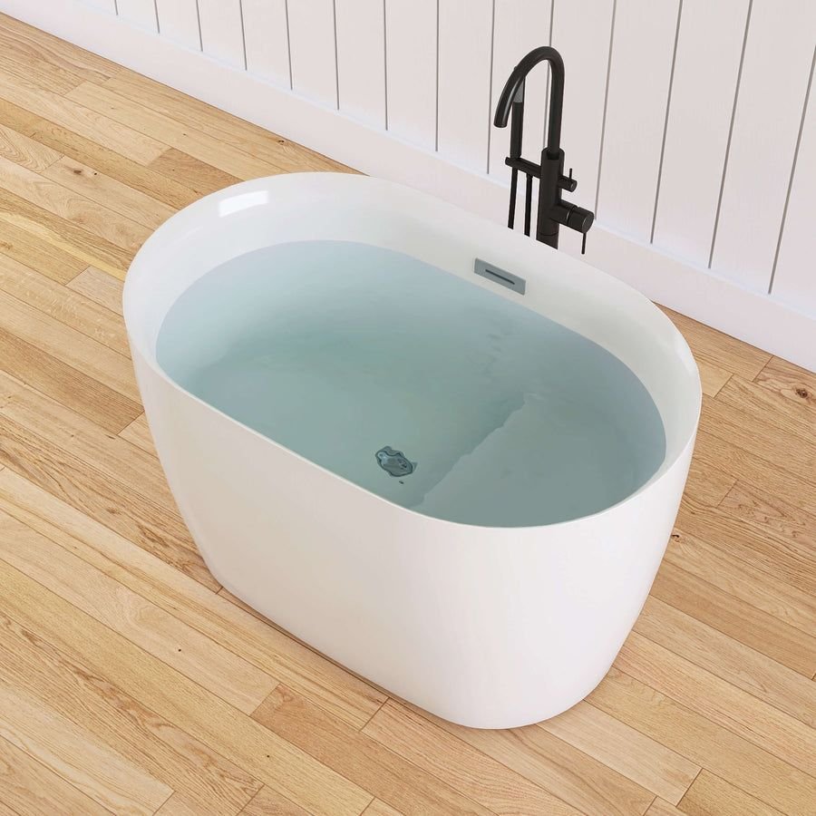 Bathroom idea with the New England Home Goods 43" White Freestanding Tub Acrylic Bathtub with, New England Home Goods