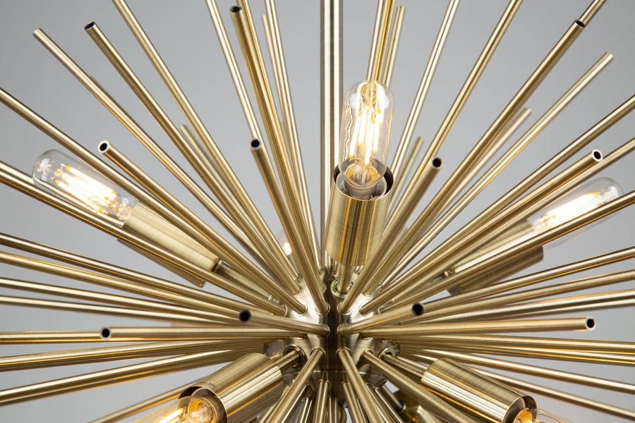 Living room idea with the Sunburst Starburst Chandelier, Artcraft