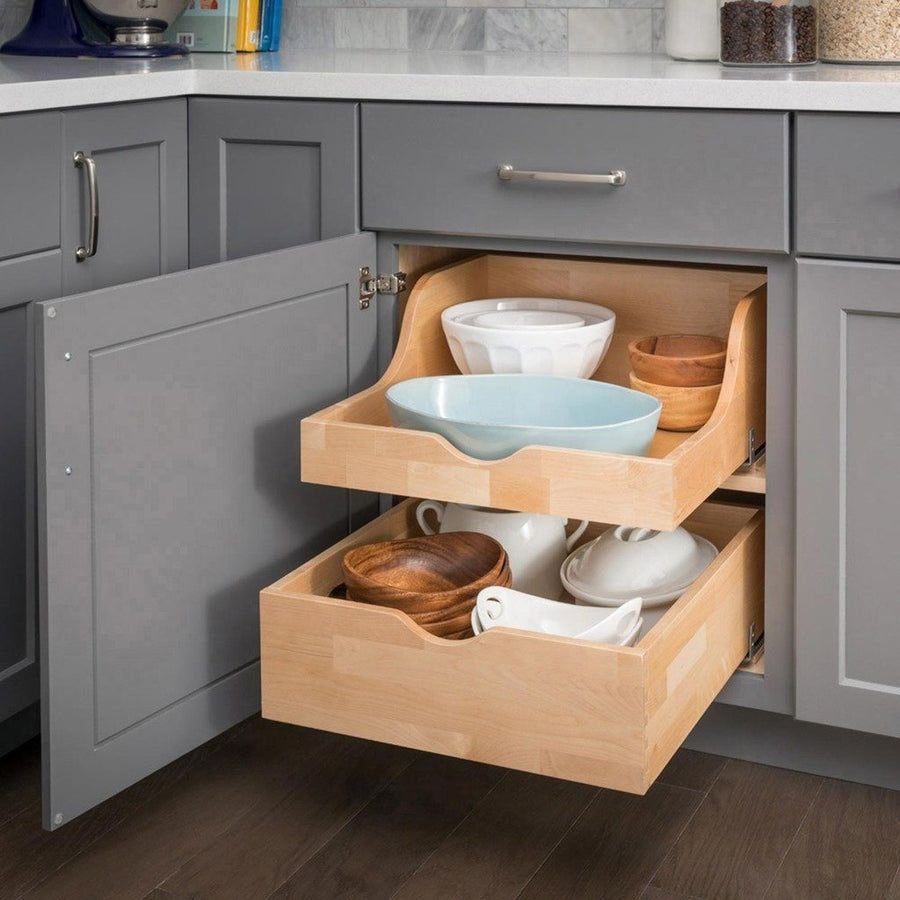 Bathroom idea with the Hardware Resources ROVHB12-WB 12" Wood High Back Rollout for Vanity De, Hardware Resources