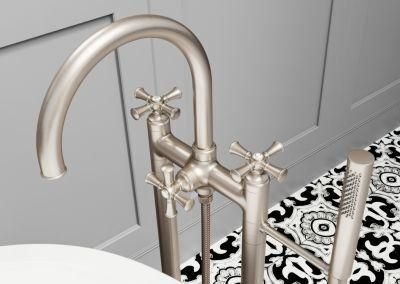 Bathroom idea with the Tisbury Traditional 2-Handle Tub Filler with Hand Shower in Brushed Ni, Pfister