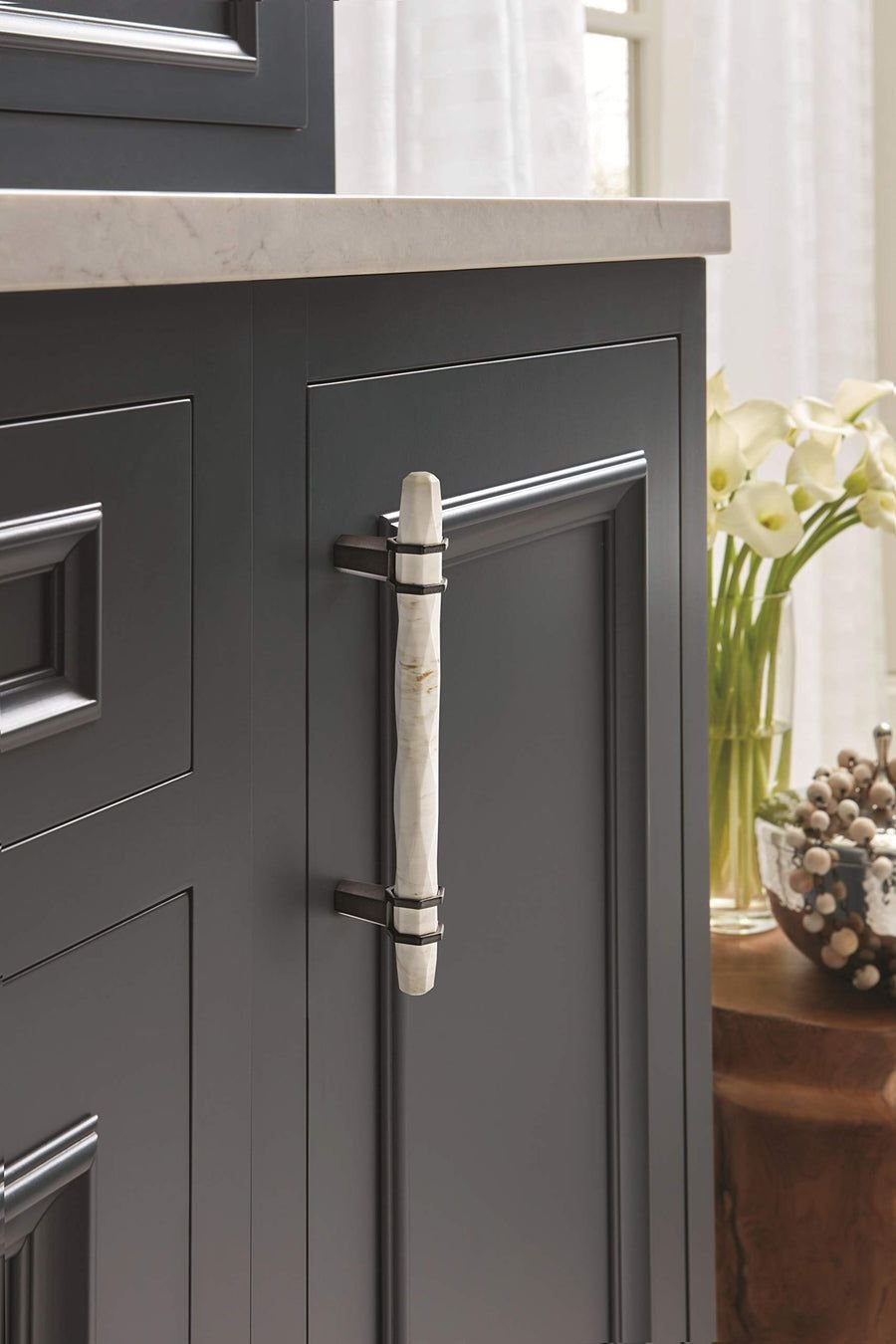 Kitchen idea with the Amerock Cabinet Pull Marble White/Black Bronze 5-1/16 inch (128 mm) Ce, Amerock