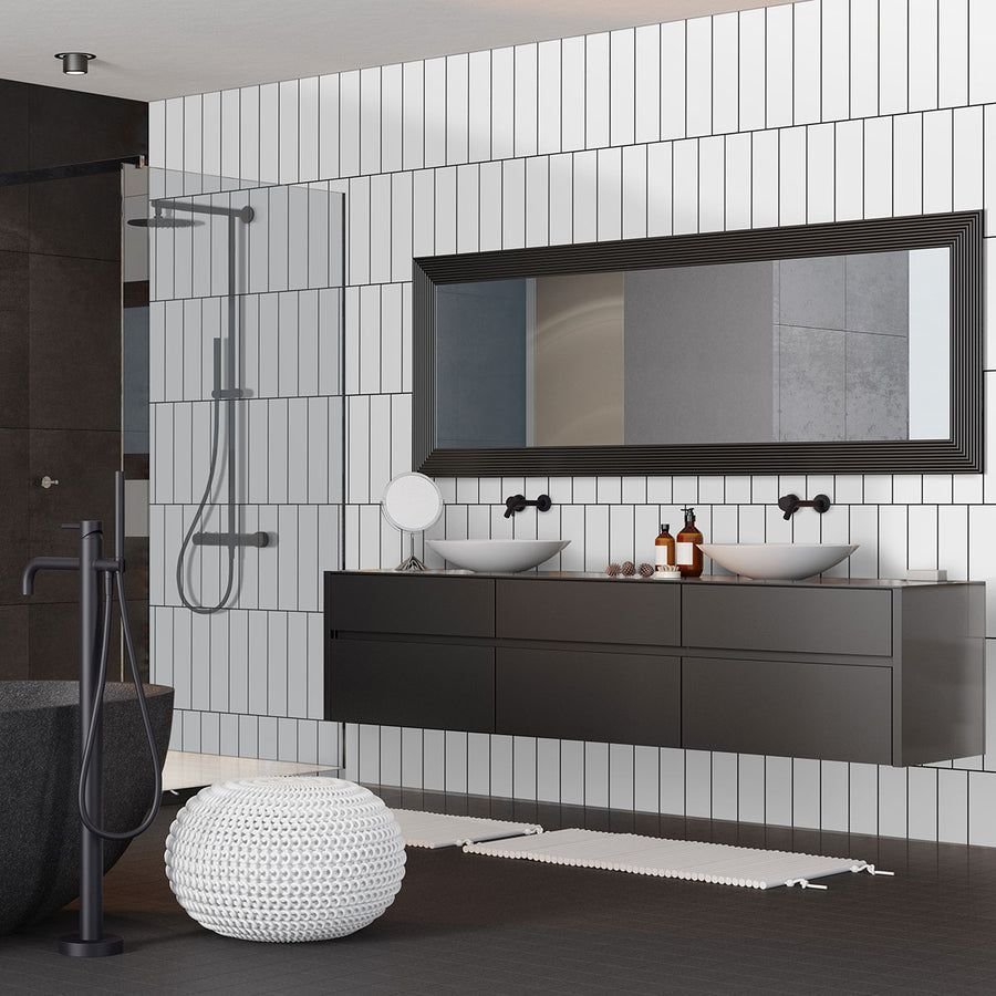 Tile idea with the Metro White 4" x 16" Glossy Porcelain Floor and Wall Tile, MSI