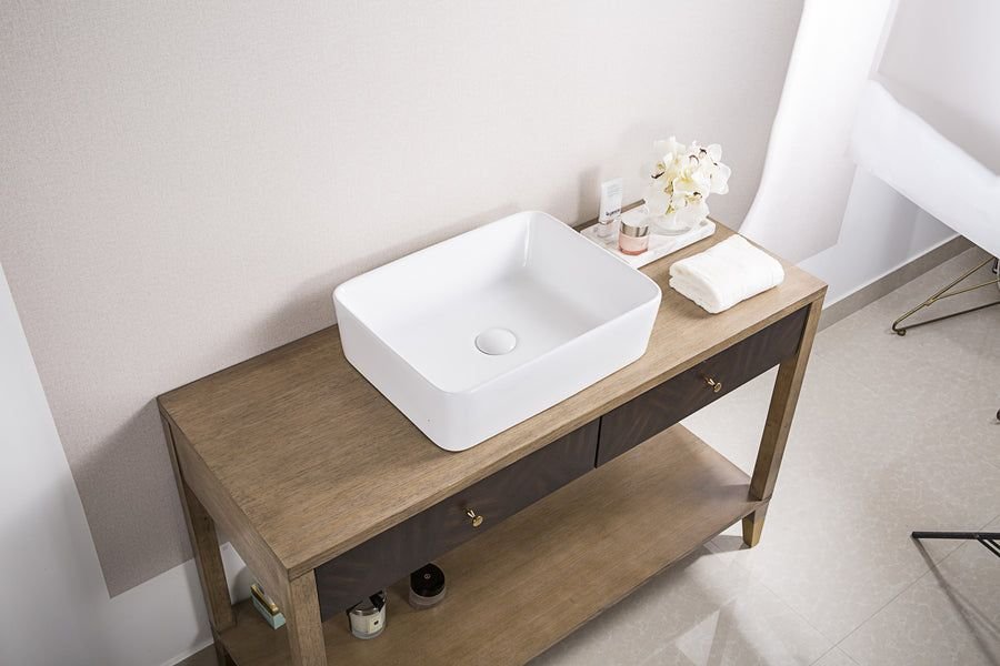 Bathroom idea with the Ruvati 19 x 14 inch Bathroom Vessel Sink White Rectangular Above Vanit, Ruvati