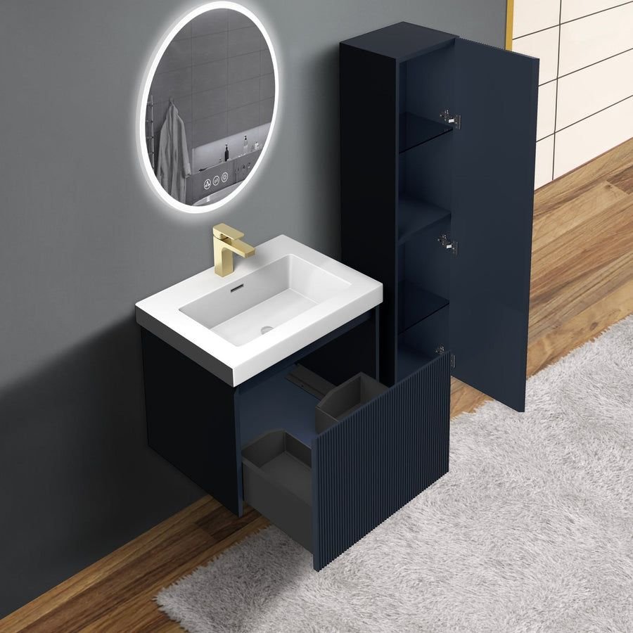 Bathroom idea with the Blossom Positano 24" 1-Drawer Night Blue Wall-Mounted Single Vanity Ba, Blossom