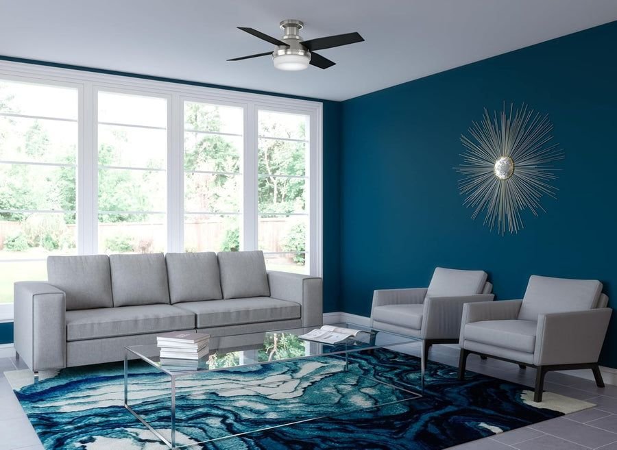 Living room idea with the Hunter Fan Dempsey Low Profile Ceiling Fans with Lights and Remote, Fl, Hunter