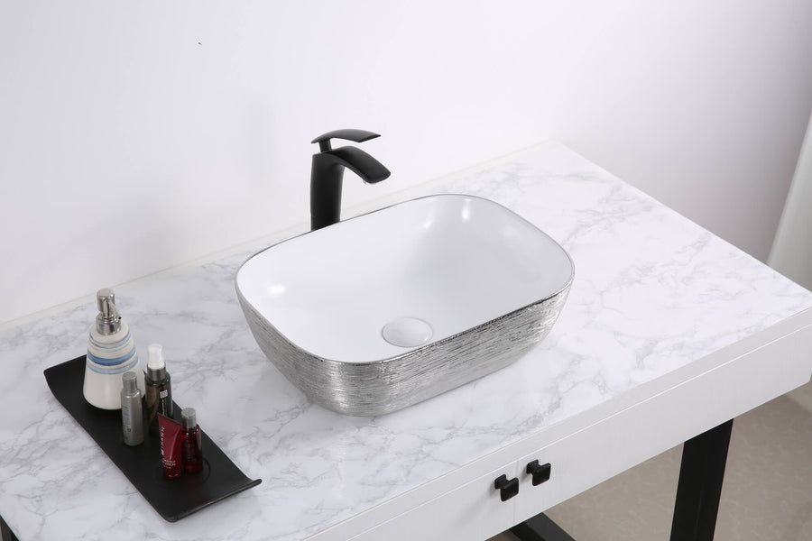 Bathroom idea with the Ruvati 20 x 16 inch Bathroom Vessel Sink Silver Decorative Art Above V, Ruvati