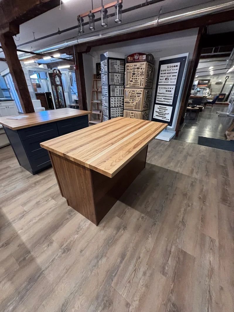 Kitchen idea with the Modern 60" Walnut Kitchen Island with Butcher Block Top, Showroom