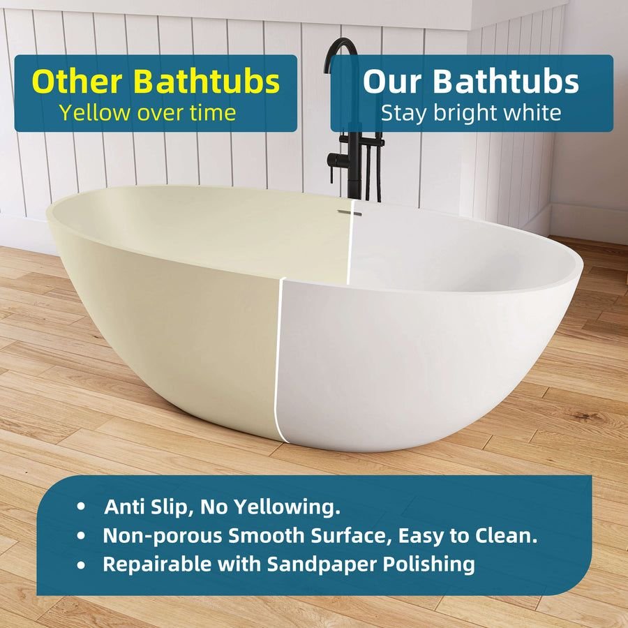 Bathroom idea with the New England Home Goods 65" White Oval Luxury Freestanding Solid Surfac, New England Home Goods