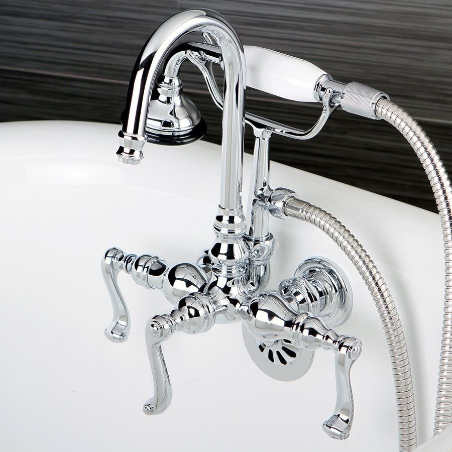 Bathroom idea with the Royale AE8T1FL Three-Handle 2-Hole Tub Wall Mount Clawfoot Tub Faucet, Kingston Brass