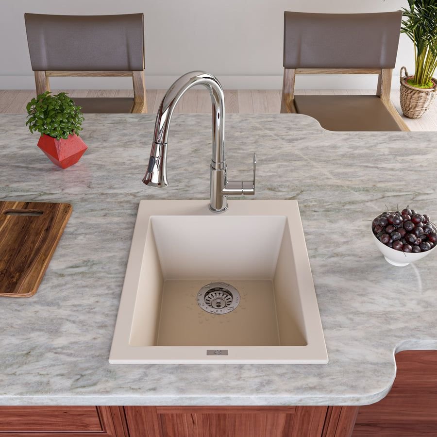 Kitchen idea with the ALFI brand AB1720DI-B Biscuit 17" Drop-In Rectangular Granite Composit, ALFI