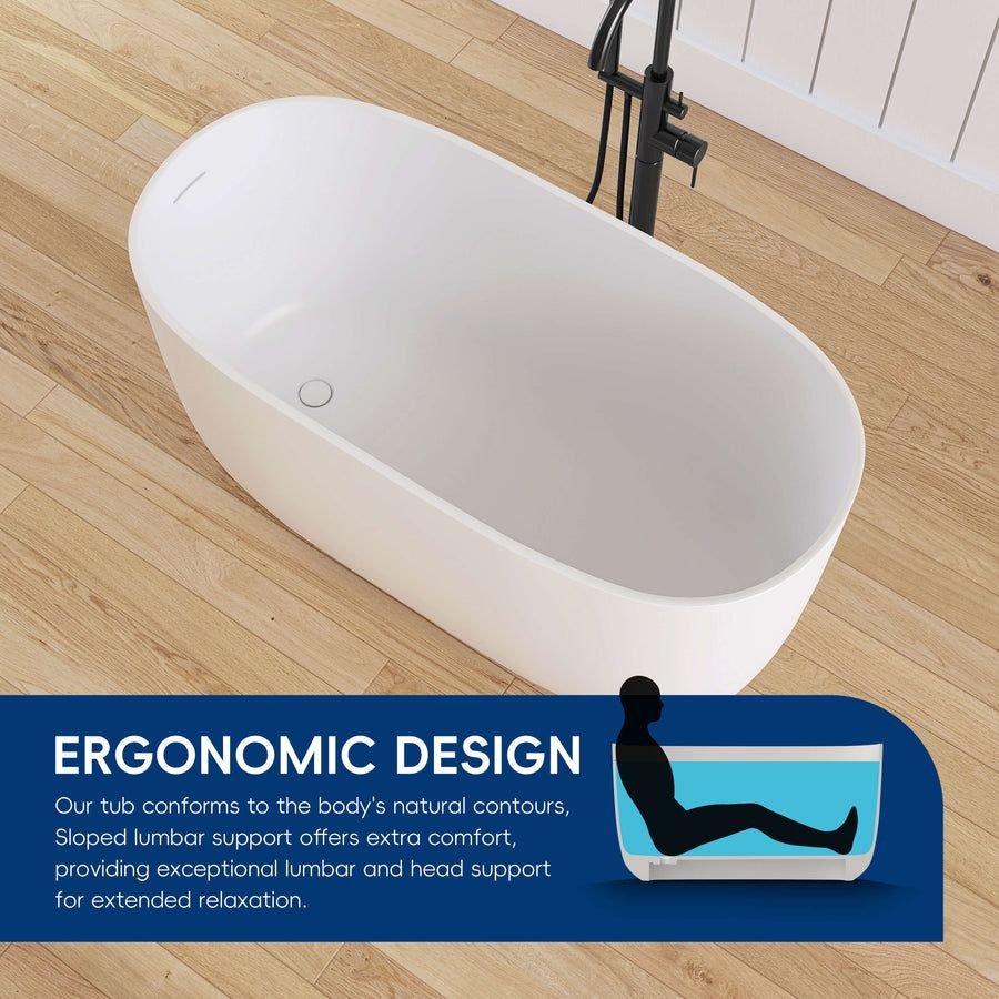 Bathroom idea with the New England Home Goods 47" Quaria Freestanding Bathtub Solid Surface S, New England Home Goods