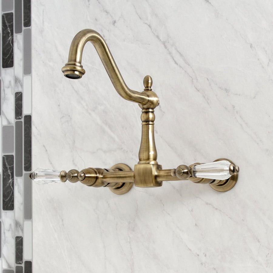 Kitchen idea with the Wilshire KS1243WLL Two-Handle 2-Hole Wall Mount Bridge Kitchen Faucet, Kingston Brass